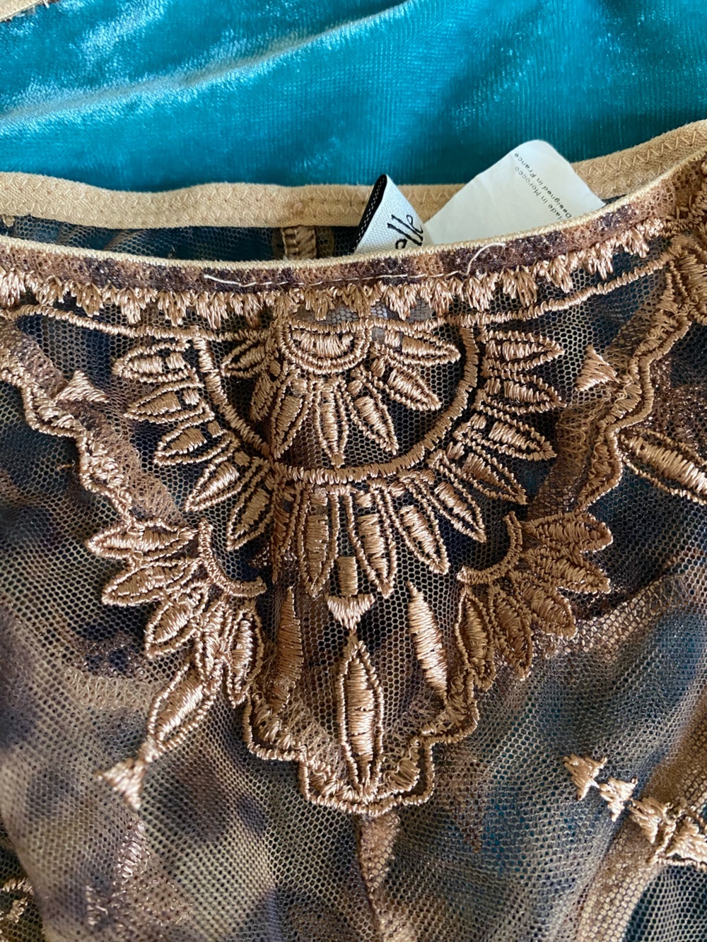 Chantelle Sheer Embroidered Bra & Brief Set in Gold - Picture 15 of 15